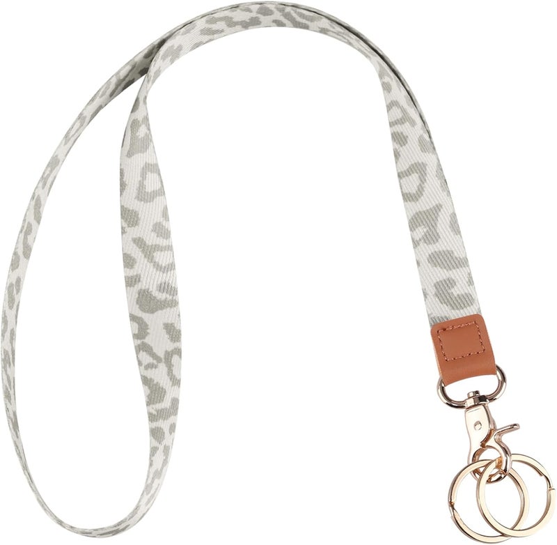 Knagsfa Lanyards for Keys, Neck Lanyards for ID Badges with Metal Hook, Cute Keychain Lanyard for Women, Apricot Leopard - Image 1